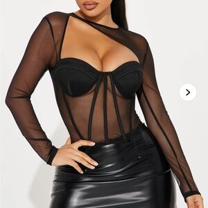 Fashion Nova Black Sheer Long Sleeve Top